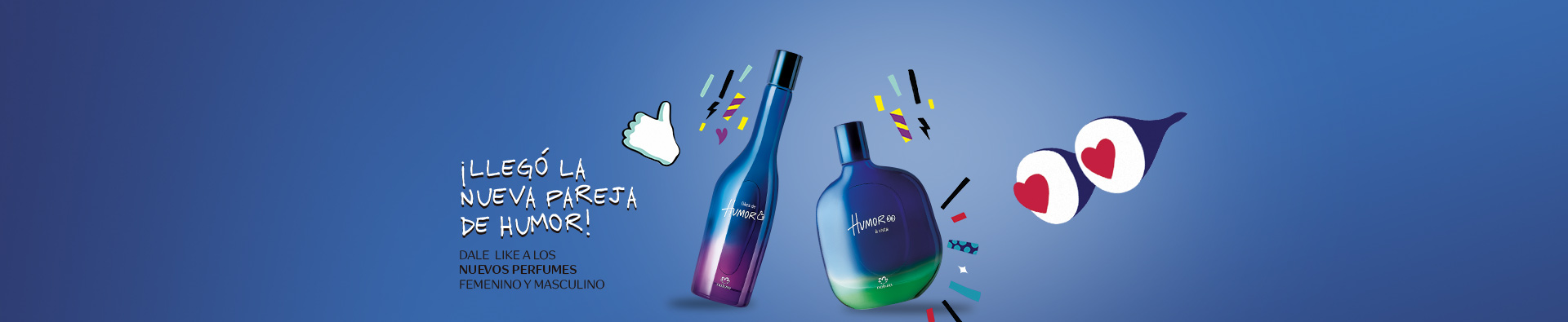 ¡Llegó la nueva pareja Humor! Dale like a los nuevos perfumes femenino y masculino